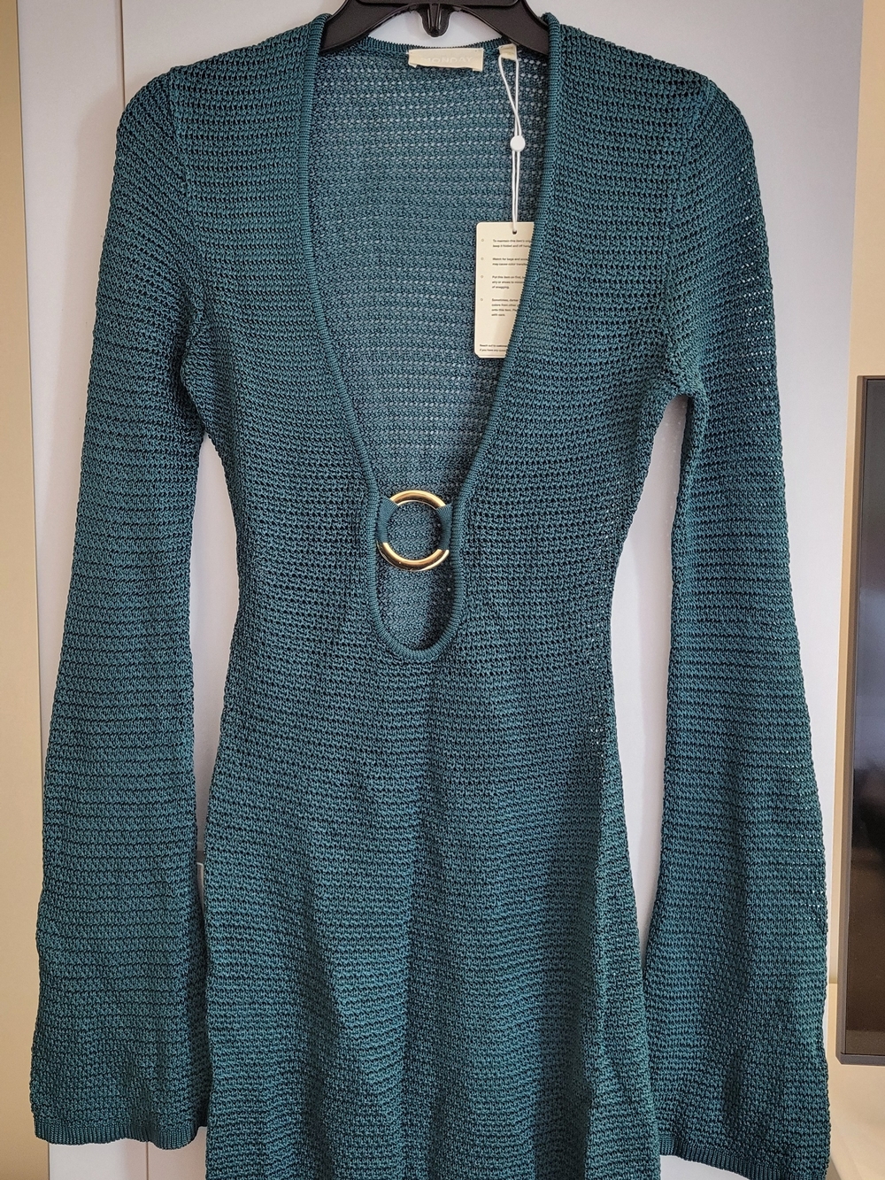 Monday Swim Deep Teal Knit Long-Sleeve Dress with Ring Detail